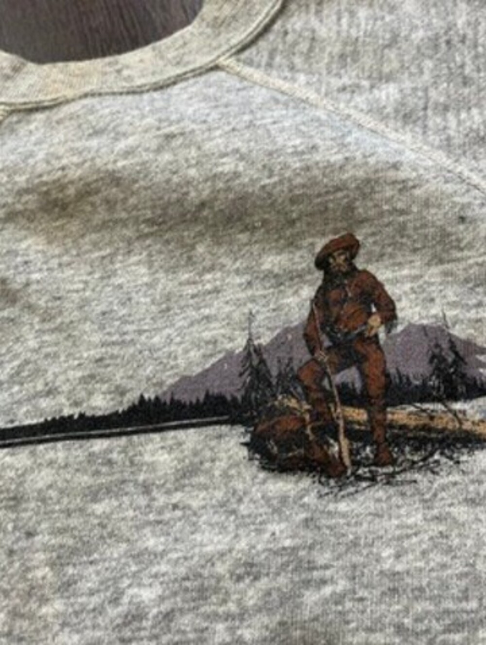 True Vintage 80s Native Explorer Graphic Crewneck Sweatshirt Gray Medium Western - Picture 4 of 10